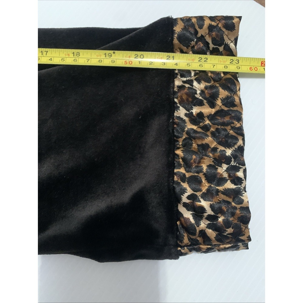 Cinema Etoile Robe Womens 2X Black Animal Print Trim Velvet Velour Maxi Zip - Picture 13 of 14